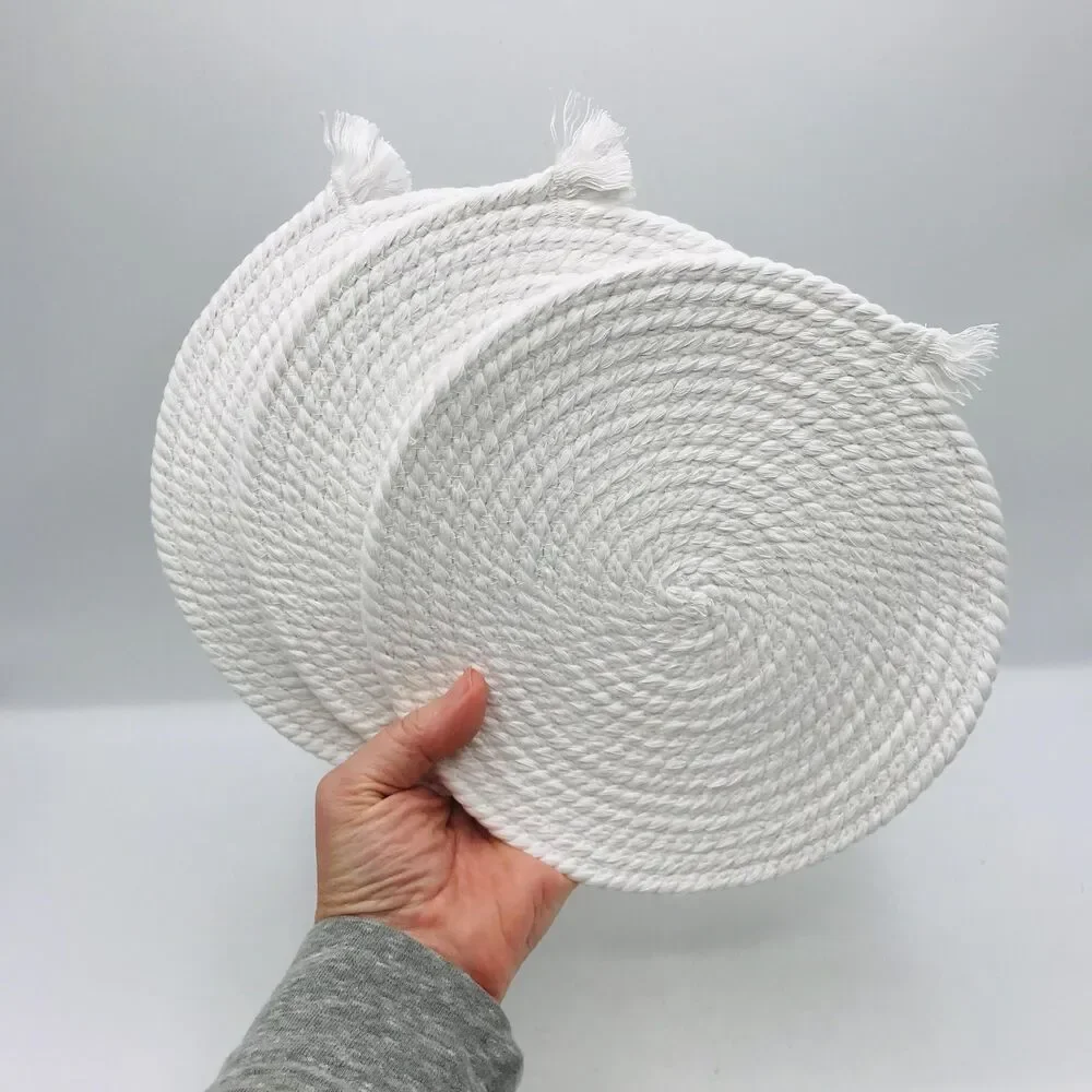 Rope Trivet Hotpad Boho One Trivet Cotton Cottage Core White Machine Washable